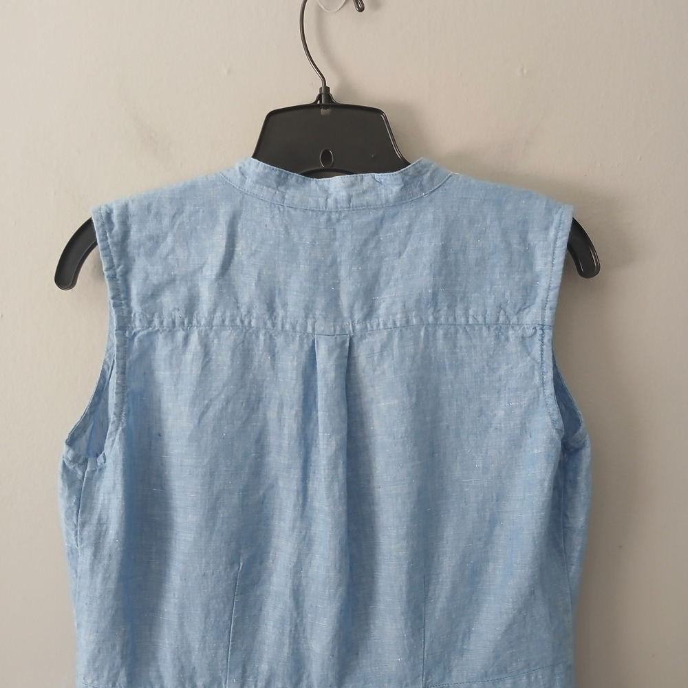 L.L. Bean Women's Size 8 Denim Button Front Knee Length Shirt Dress 100% Linen - Picture 13 of 16